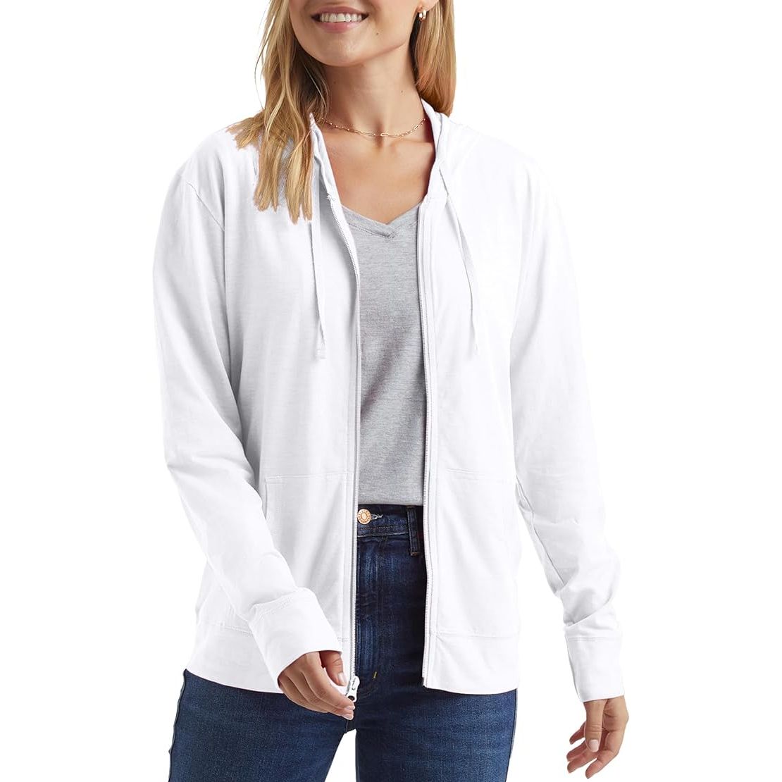 The Hanes Women’s Slub Knit Full-Zip Hoodie is a stylish and comfortable option for women looking for a versatile hoodie. Made from a textured cotton material, this zip-up t-shirt hoodie is lightweight and perfect for layering. The slub knit fabric adds a unique texture to the hoodie, giving it a casual and relaxed look.
