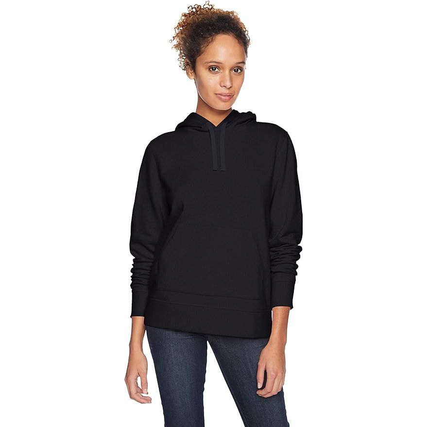 The Amazon Essentials Women's Fleece Pullover Hoodie is a comfortable and cozy option for chilly days. Made of a soft and warm fleece fabric, this hoodie is perfect for layering over your favorite tops. It features a classic design with a drawstring hood, kangaroo pocket, and ribbed cuffs and hem for added warmth.
