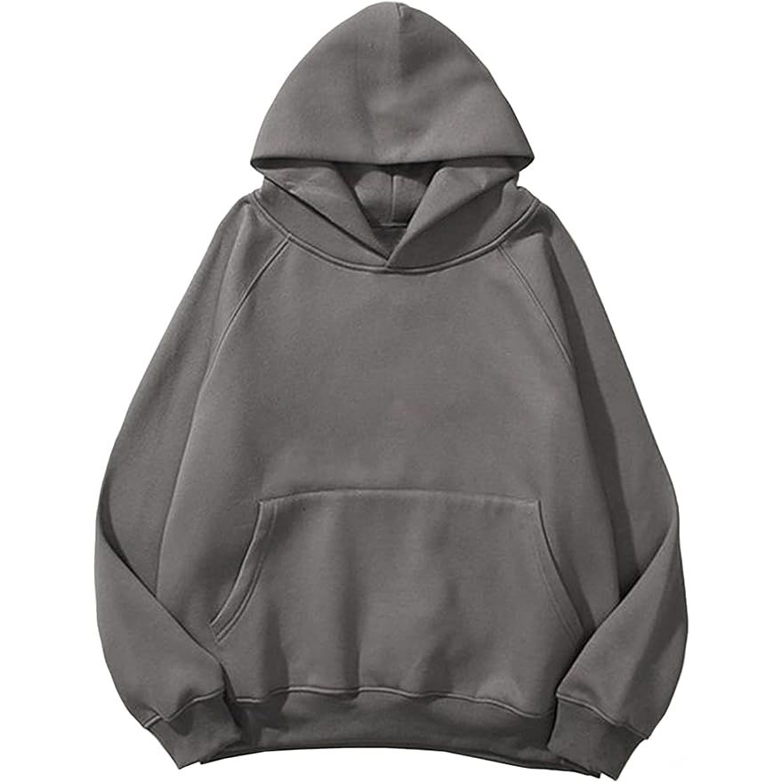 The Lauweion Women Solid Basic Fleece Hoodie Sweatshirt is a cozy and versatile wardrobe essential for the cooler months. Made from soft fleece material, this pullover features a loose fit with drop shoulders for a relaxed and comfortable feel. It also has long sleeves and a hood with drawstrings for added warmth and style.