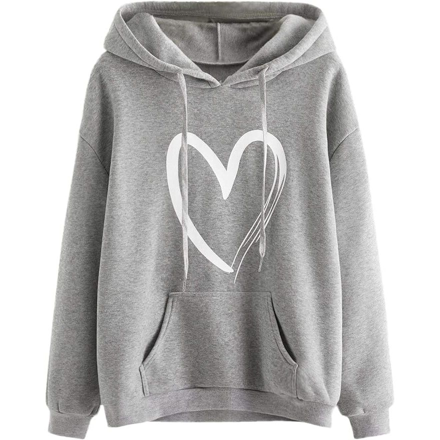 The SweatyRocks Women's Casual Heart Print Long Sleeve Pullover Hoodie Sweatshirt Tops is a stylish and comfortable option for everyday wear. Made from a soft and cozy fabric blend of polyester and spandex, this hoodie features a cute heart print design that adds a fun and playful touch to any outfit.