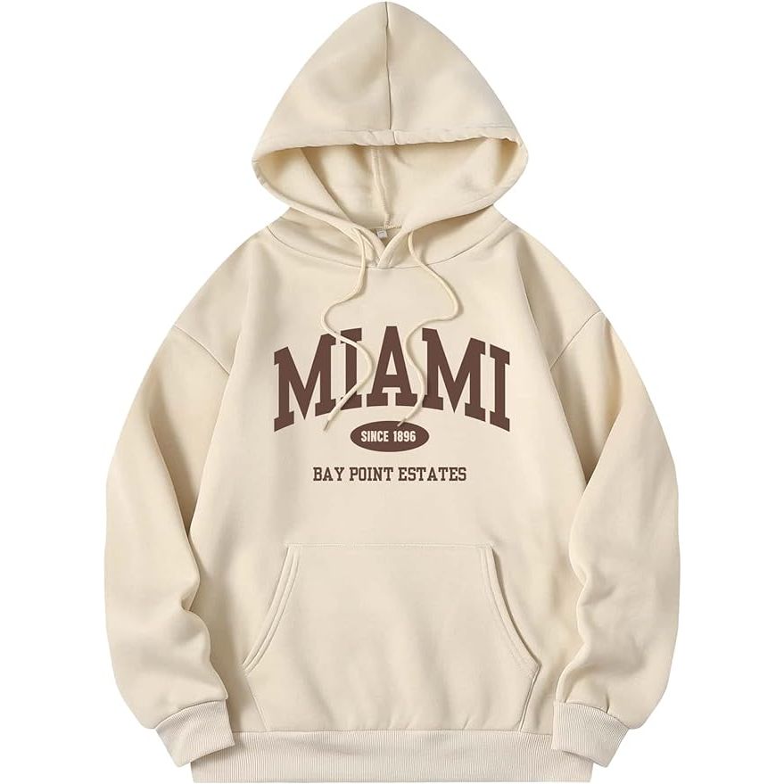 The SOLY HUX Women Casual Fashion California Hoodie is a comfortable and stylish pullover sweatshirt with a drawstring hood. It features a graphic print of Los Angeles on the front, adding a trendy and eye-catching element to the design. The sweatshirt is made of high-quality material that is soft to the touch and perfect for everyday wear.