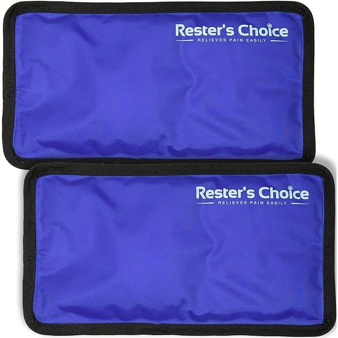 Rester's Choice Gel Cold & Hot Packs are a versatile and reusable set of two medium-sized packs measuring 5x10 inches. These packs can be used for both cold and hot therapy to help alleviate pain and discomfort from injuries, hip, shoulder, knee, and back pain.