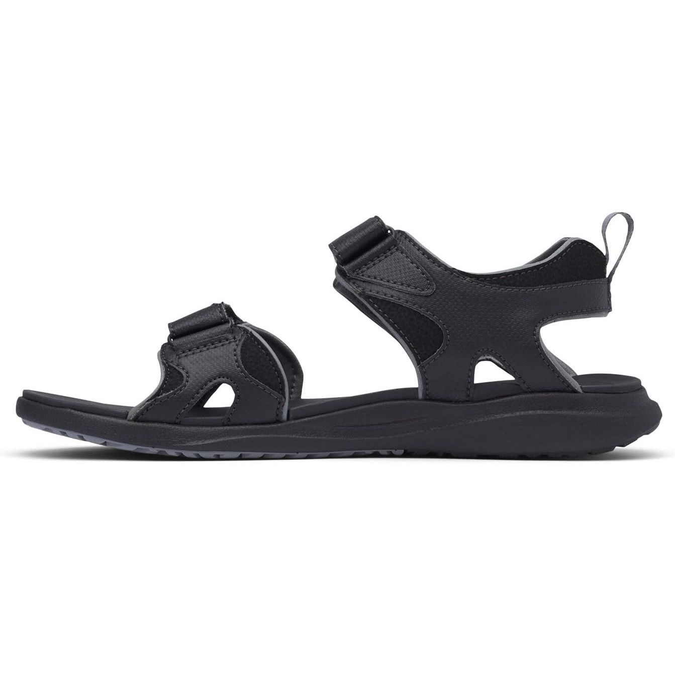 The Columbia Men's COLUMBIA 2 STRAP Sandal in Black/Ti Grey Steel is a versatile and comfortable outdoor sandal. It features a durable synthetic upper with two adjustable hook-and-loop straps for a customizable fit.