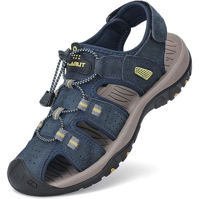 FLARUT Men's sport sandals are designed for outdoor activities such as hiking, walking, and trail adventures. Made from high-quality leather, these sandals are durable and provide long-lasting comfort. The closed-toe design offers protection for your feet while the athletic style ensures a secure fit for all types of activities.
