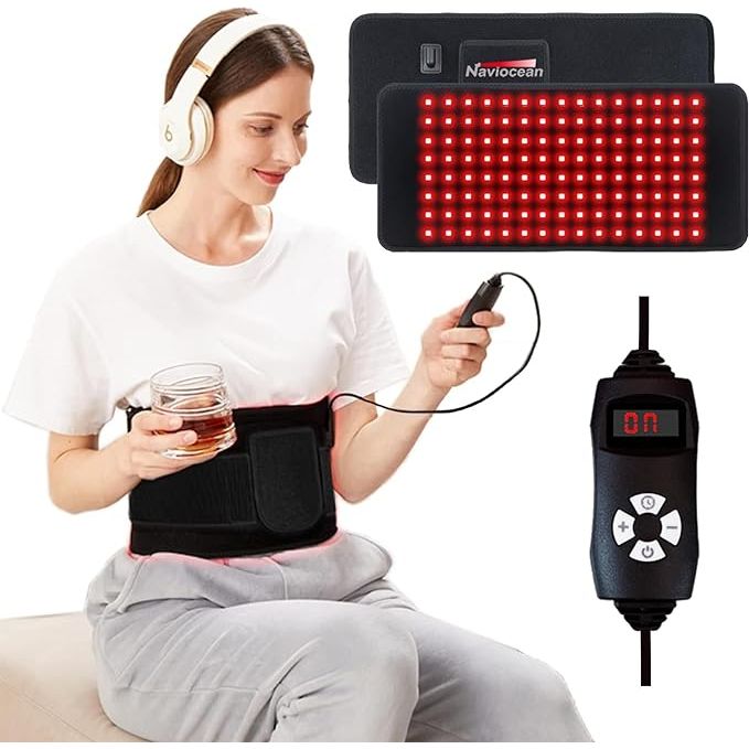 The Naviocean Red Light Therapy Belt Device is a wearable pad designed to provide deep therapy for body pain and discomfort. It utilizes infrared technology to deliver targeted relief to the waist area, making it ideal for individuals experiencing lower back pain, muscle strain, or other related issues.