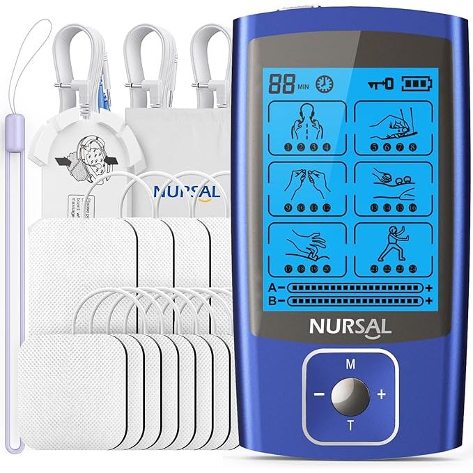 The NURSAL TENS EMS Unit Muscle Stimulator is a versatile device that provides pain relief therapy through electric stimulation. It features 24 modes and dual channels, allowing for custom intensity and frequency settings to target specific muscle groups.