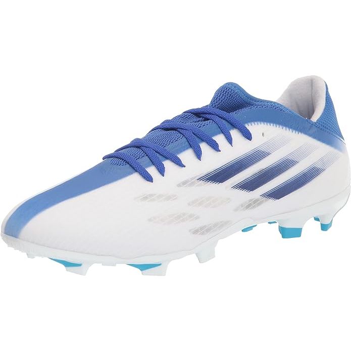 The Adidas X Speedflow.3 Firm Ground Cleats for men are designed for high-speed performance on the soccer field. These cleats feature a lightweight construction and a streamlined silhouette, making them ideal for players who need to move quickly and agilely.