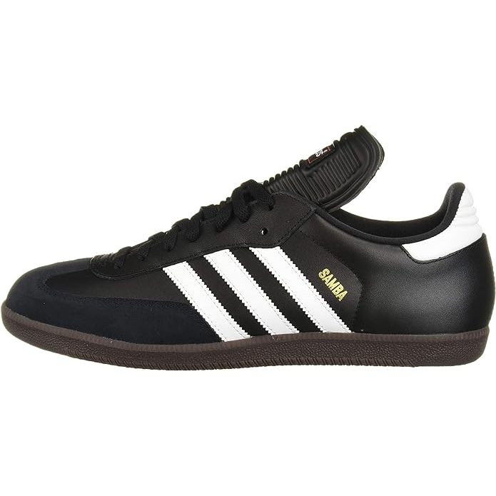 The adidas Men's Samba Classic Soccer Shoe is a timeless and iconic soccer footwear choice that has been a favorite among players for decades. Designed for indoor soccer, the Samba Classic features a full-grain leather upper for durability and a comfortable fit. The synthetic lining ensures a snug and secure feel while playing on the field.