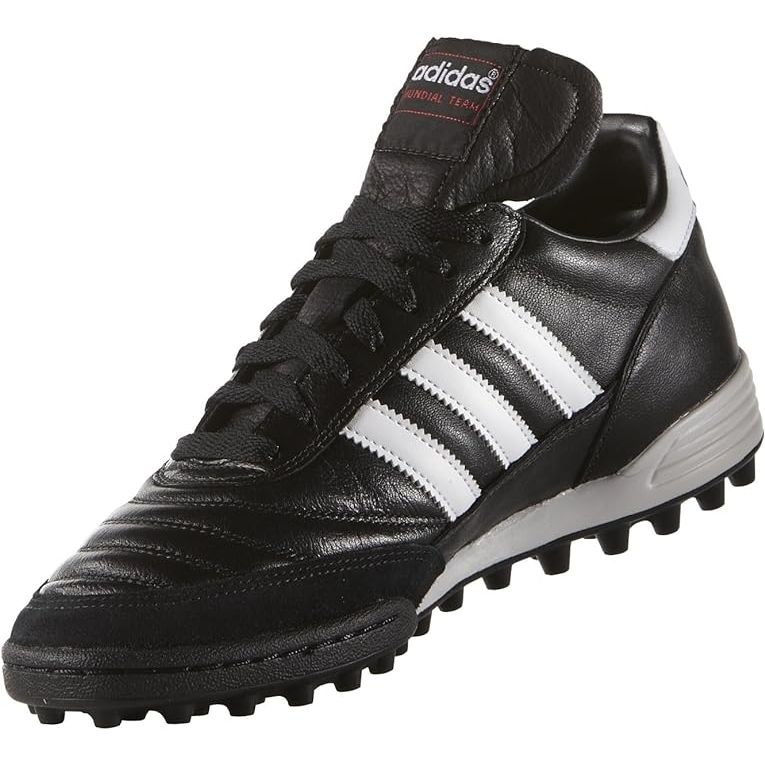The adidas Performance Mundial Team Turf Soccer Cleat is designed for soccer players who play on artificial turf surfaces. It features a durable full-grain leather upper that provides both comfort and durability during intense games.