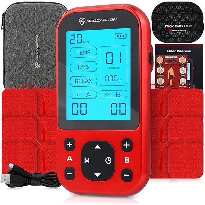 The TENS Unit Muscle Stimulator Pro is a portable electronic device that provides pain relief and muscle stimulation. It is commonly used for back pain relief, shoulder recovery, and physical therapy.