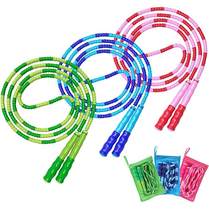 The Leeboom Jump Rope is an adjustable length tangle-free segmented soft beaded skipping rope designed for children, men, and women looking to improve their fitness and lose weight. It is 9.2 feet long and can be easily adjusted to suit users of all heights.