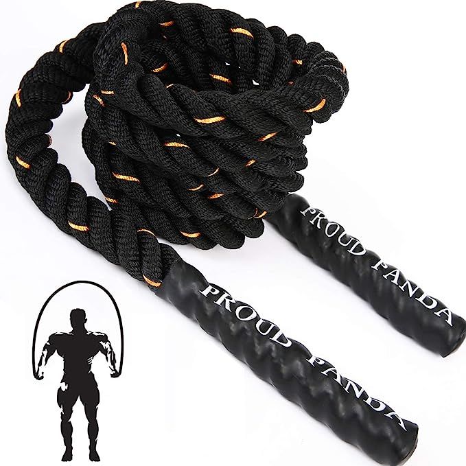 Heavy jump ropes are weighted ropes designed to provide a more challenging workout compared to traditional jump ropes. These ropes typically weigh 2lb, 3lb, or 5lb, and are ideal for men and women looking to improve strength and build muscle. They are often used in total body workouts and power training sessions in the gym.