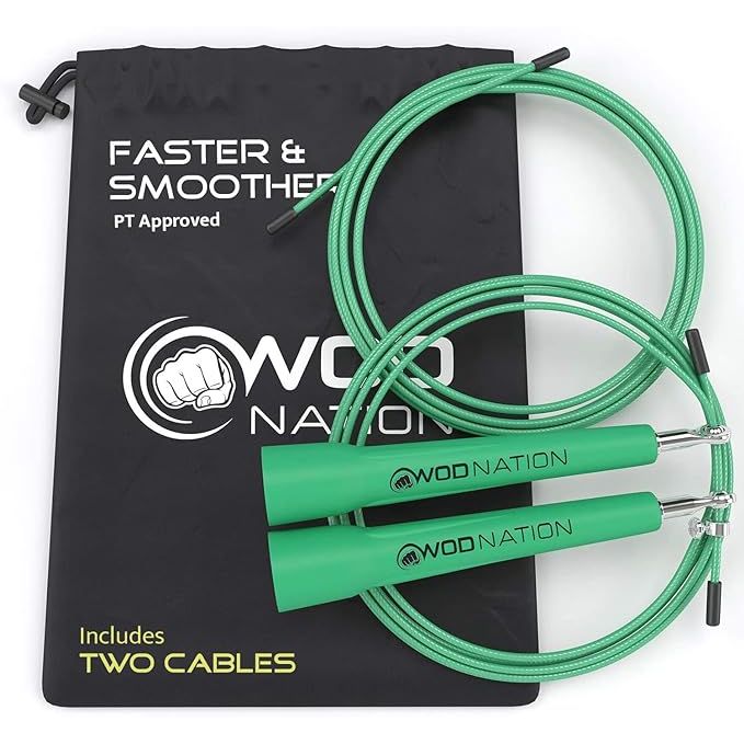 The WOD Nation Adjustable Speed Jump Rope is a high-quality fitness tool designed for men, women, and children. Constructed with durable materials, this skipping rope is perfect for various workouts including boxing, MMA, and endurance training.