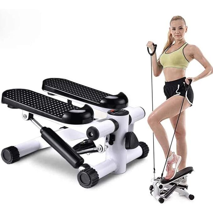 The Mini Stepper with LCD Display Twist Stepper is a compact and versatile fitness equipment designed for a full-body workout. It features a twist action that helps tone the thighs and buttocks while also providing resistance training for the core muscles.