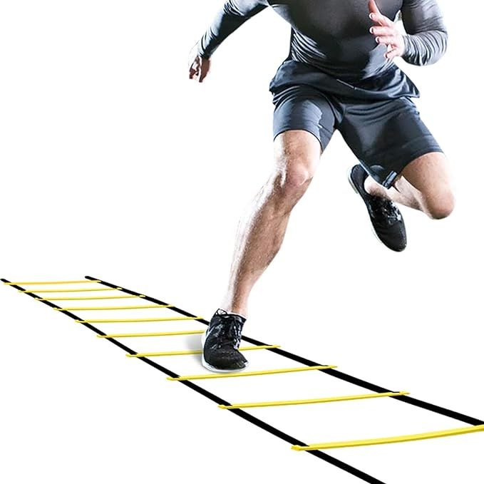 The GHB Pro Agility Ladder is a training tool designed to improve agility, speed, coordination, and overall athletic performance. It features 12 durable plastic rungs that are easy to adjust and secure in place, allowing for a customizable workout experience.