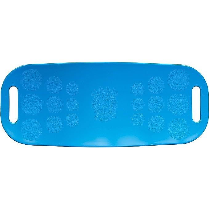 The Simply Fit Board is a workout balance board that has gained popularity through its appearance on TV infomercials. It is designed to help users engage their core muscles, improve balance, and tone various parts of the body. The board has a unique curved design and is available in a vibrant blue color.