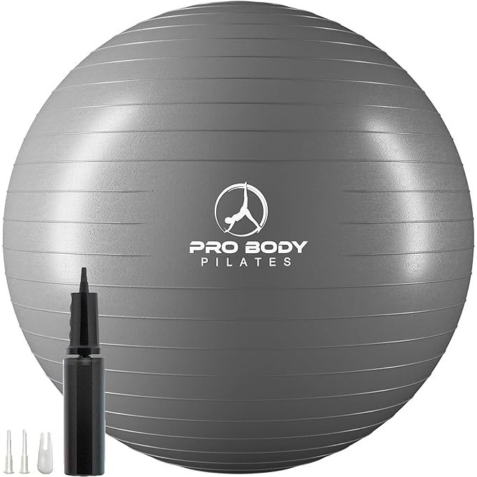The ProBody Pilates Ball Exercise Ball, also known as a stability ball or yoga ball, is a versatile fitness tool that can be used for a variety of exercises and workouts. Available in multiple sizes, this gym-grade birthing ball is perfect for pregnancy, fitness routines, balance training, and physical therapy.