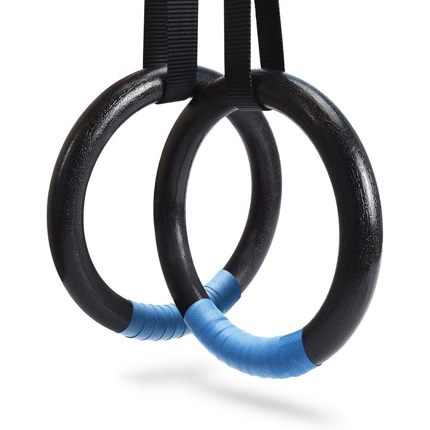 The PACEARTH Gymnastic Rings have a weight capacity of 1100lbs, making them suitable for a variety of users. They come with adjustable buckle straps that are 14.76ft long, allowing for easy customization of the ring height for different exercises.