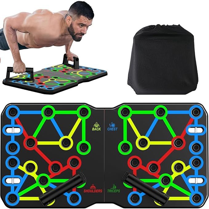 The AERLANG Push Up Board is a portable and multi-functional piece of exercise equipment designed to help users achieve a variety of push up exercises. It features a foldable design with 10 different positions that target different muscle groups, allowing for a more comprehensive and effective workout.