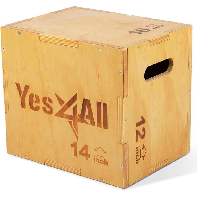 The Yes4All 3 in 1 Wooden Plyometric Box Plyo Box is a versatile piece of equipment designed for home gym and outdoor workouts. It is made of high-quality plywood, ensuring durability and stability during use. The box features three different height options (20, 24, and 30 inches) to accommodate various fitness levels and exercise routines.