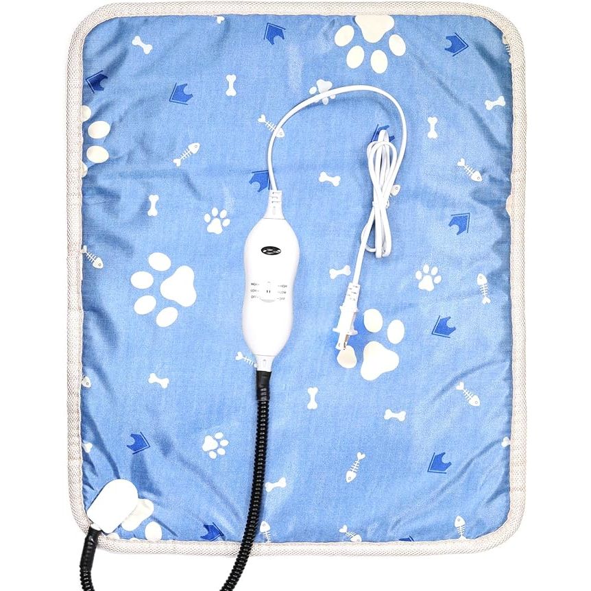 Keep your furry friend warm and cozy with our pet heating pad. Measuring 17.7''X17.7'' and equipped with a thermostat, this heating pad is perfect for warming newborn pets, arthritic pets, pregnant pets, or animals recovering from illness or injury.