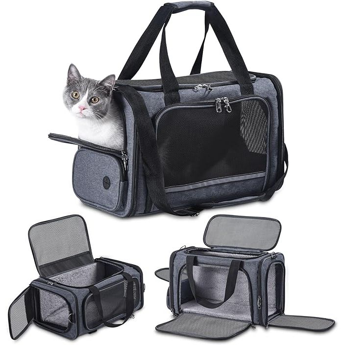 The Airline Approved Cat Carrier is the perfect travel accessory for small and medium-sized pets up to 13 lbs. Measuring 17.5"L x 8.5"W x 11"H, this carrier fits most under-seat dimensions on popular airlines such as Southwest, JetBlue, American, Alaska, and Delta.