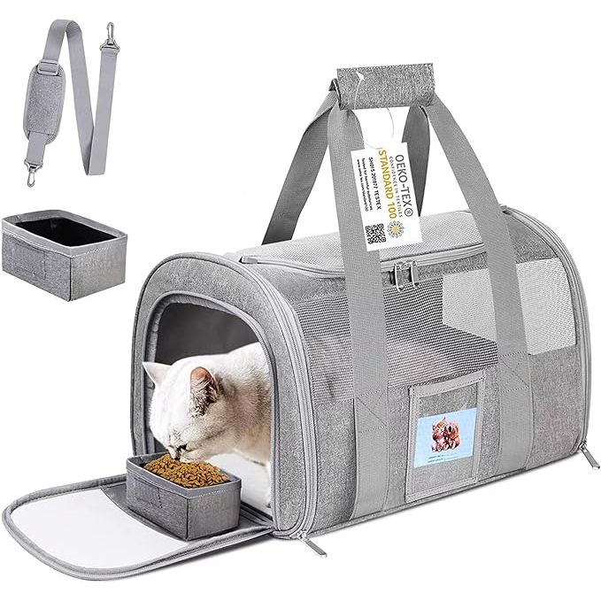 The SECLATO Extra Large Pet Carrier is a soft-sided carrier designed specifically for large cats weighing under 25 lbs. The carrier measures 20"x13"x13", making it spacious enough to comfortably accommodate even two cats at once. This makes it ideal for pet owners who need to travel with multiple furry friends or have a particularly large cat.