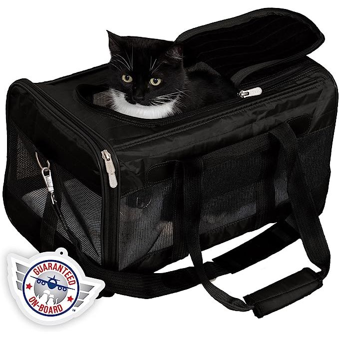 The Sherpa Original Deluxe Pet Carrier in Large, Black is a popular choice for transporting pets in style and comfort. This carrier is designed to safely and securely transport pets up to 22 pounds. It features a durable quilted nylon construction with mesh panels for ventilation and visibility.