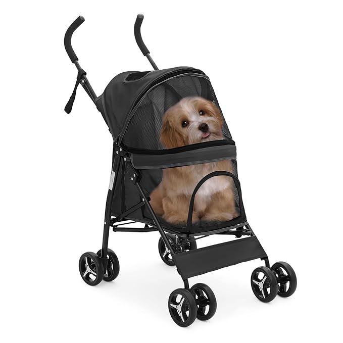 The MoNiBloom 4 Wheels Pet Stroller is a convenient and stylish option for pet owners looking to take their small or medium-sized pets on the go. With a weight capacity of up to 22 lbs, this stroller is suitable for a variety of furry friends.