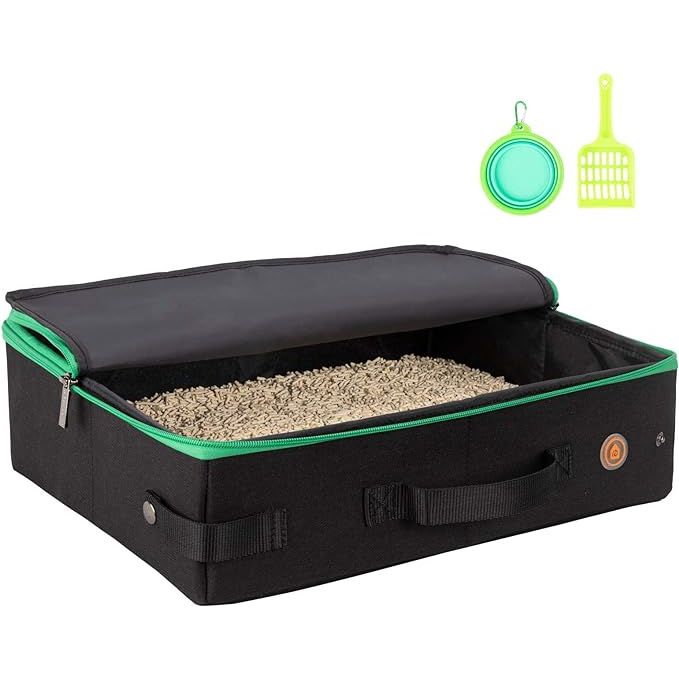 The Portable Cat Travel Litter Box with Zipped Lid is a convenient solution for cat owners who need to travel with their pets. This litter box is designed to be leak-proof and odor-free, making it ideal for use in hotels, cars, or other temporary locations.