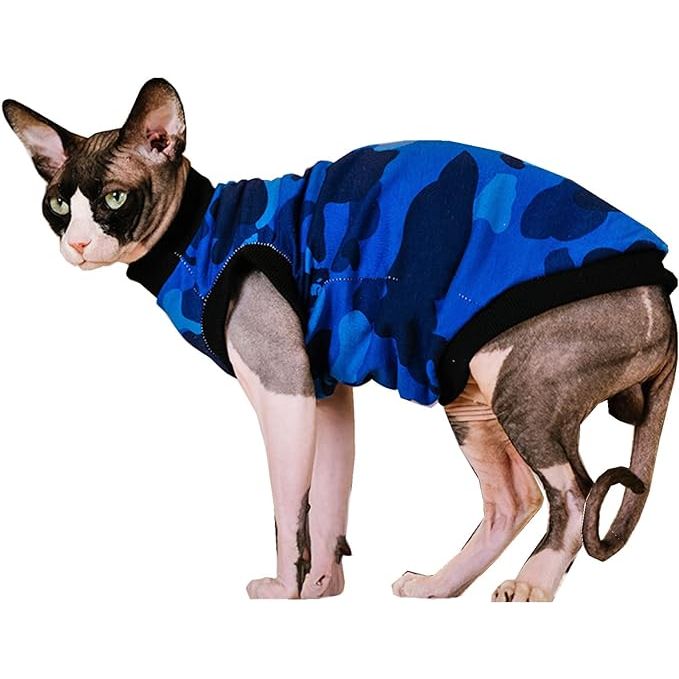 The Sphynx Hairless Cat Summer Cotton T-Shirts are designed specifically for hairless cats like the Sphynx breed. Made from breathable and comfortable cotton material, these t-shirts provide protection and warmth for your cat without causing skin irritation. The sleeveless design allows for easy movement and is perfect for warm summer days.