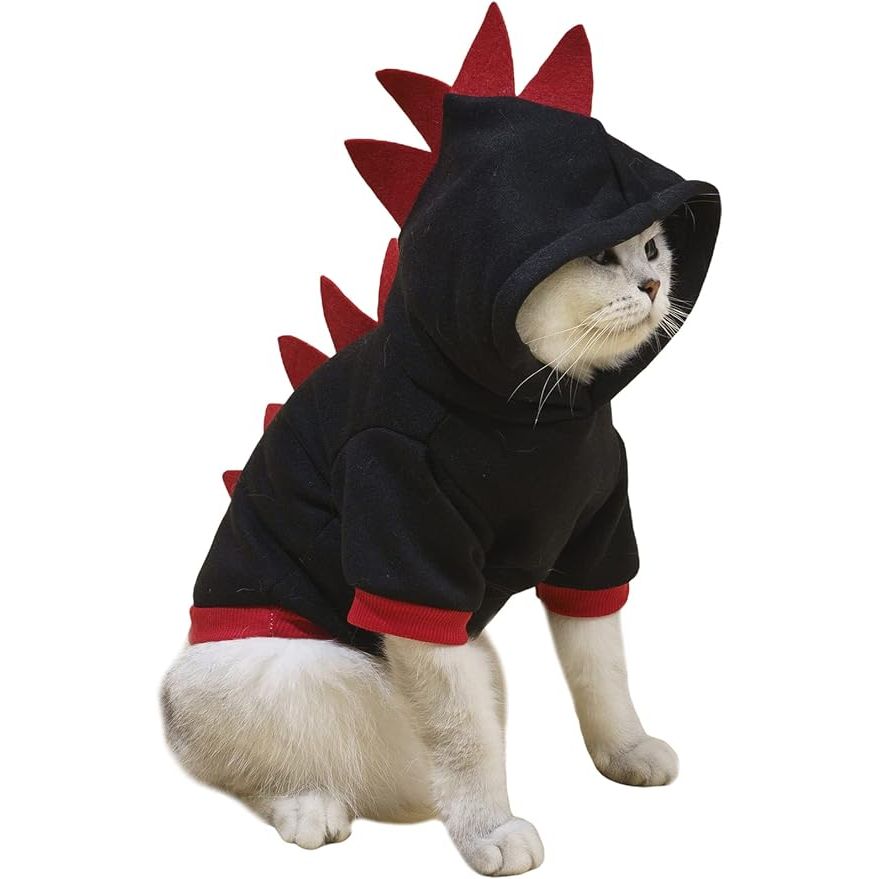 Keep your furry friend warm and stylish with this adorable dinosaur-shaped hoodie! Made from a stretchy and cozy fabric, it is easy to put on and take off, making it a convenient choice for your pet. The fashionable design and hoodie elements add a touch of vitality to your pet's look, ensuring they stand out wherever they go.