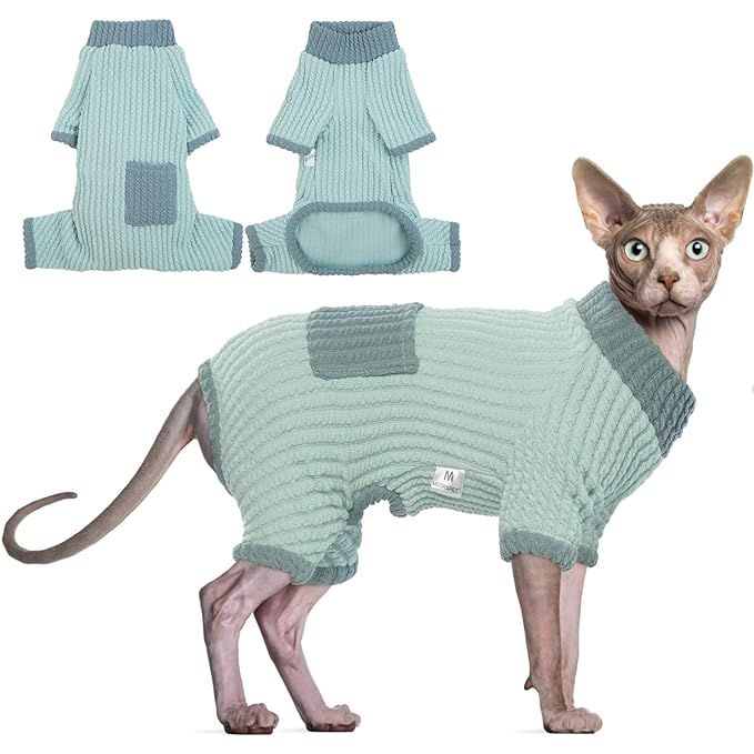 DENTRUN Hairless Cats Clothes are the perfect solution for keeping your hairless feline friend warm and comfortable. Made from soft and skin-friendly cotton fabric, these clothes are specially designed to fit the unique shape of hairless cats such as Sphynx Cat, Devon Rex Cat, Cornish Rex Cat, and Peterbald Cat.