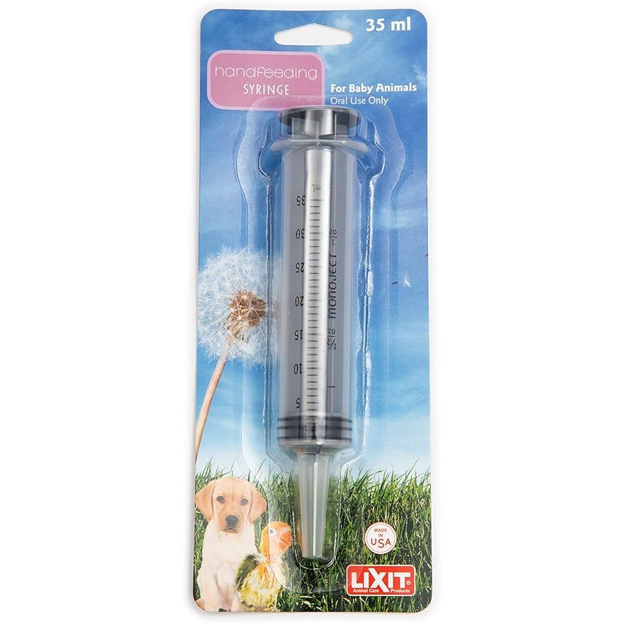 Lixit Hand Feeding Syringes are specially designed for feeding puppies, kittens, rabbits, and other baby animals. These syringes come in a 35ml pack of 1 and are ideal for providing nourishment to animals who are too young or weak to feed on their own.