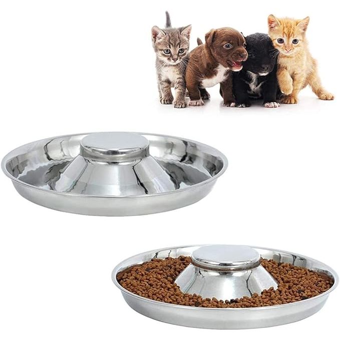 BobbyPet Stainless Steel Puppy Kitten Dish Whelping Weaning Dishes Feeder 11.8inch (2 Pack) image