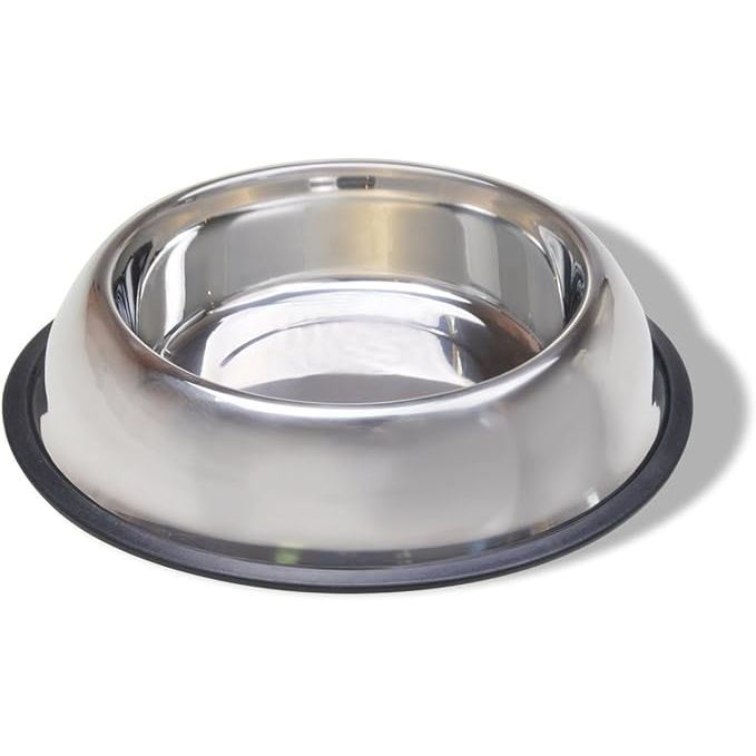 The Van Ness Pets Medium Non Tip Stainless Steel Dog Bowl is a 32-ounce food and water dish designed to prevent spills. The wide base of the bowl helps keep it stable and secure, reducing the chances of tipping over and making a mess. The stainless steel material is durable and easy to clean, making it a practical option for pet owners.