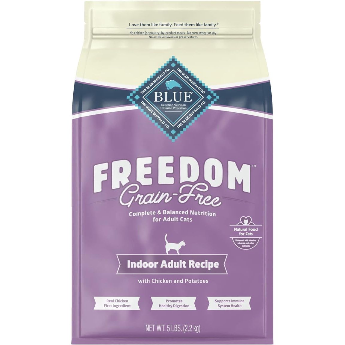 Blue Buffalo Freedom Grain Free Natural Indoor Adult Dry Cat Food, Chicken is a premium quality cat food specifically formulated for indoor adult cats. It is completely grain-free and made with high-quality ingredients such as real chicken as the first ingredient.