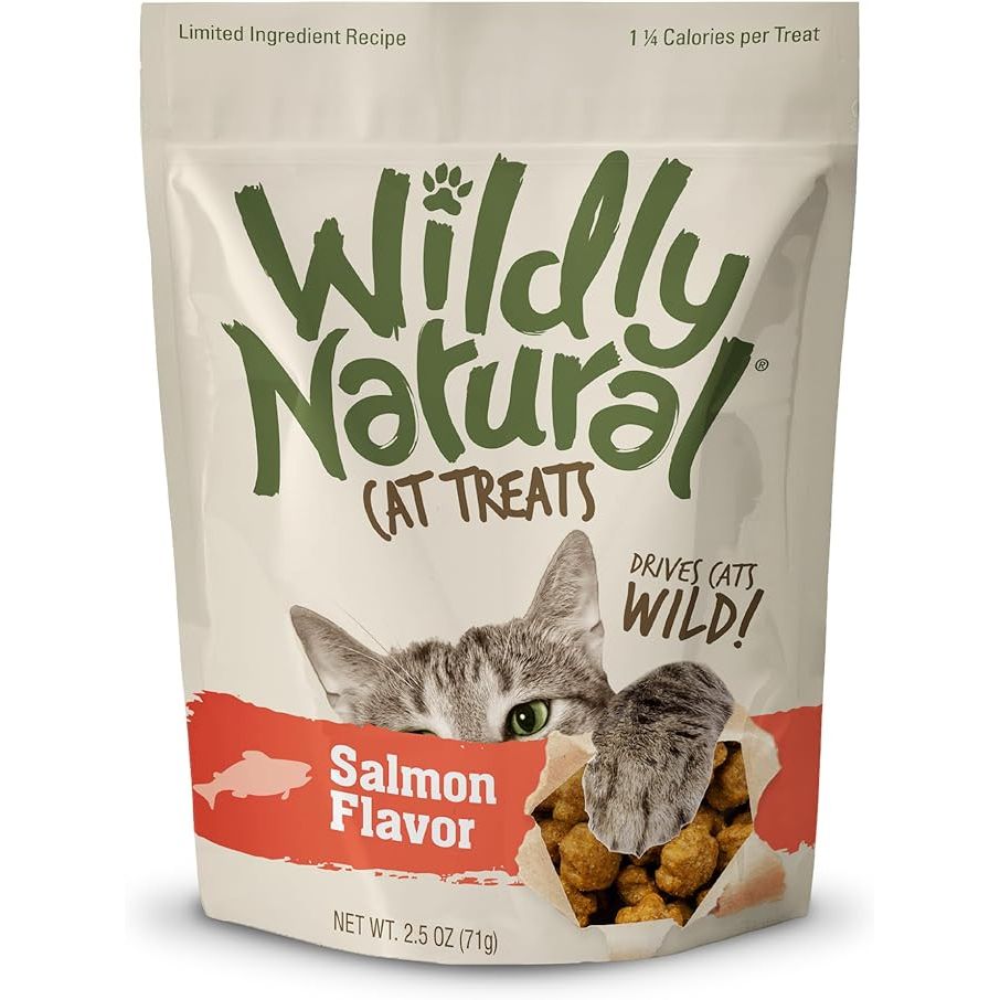 Wildly Natural Cat Treats are a delicious and healthy snack for your feline friend. These treats are made with real salmon, which is a natural source of protein and Omega-3 fatty acids that are essential for your cat's overall health. Each treat is only 2.5 ounces, making them the perfect size for a quick reward or to use during training sessions.