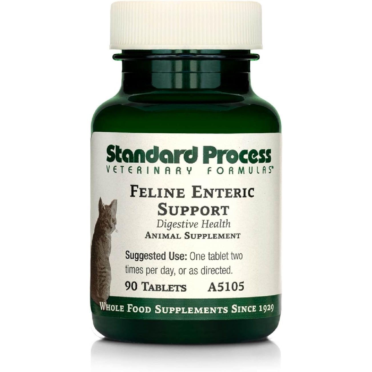 Standard Process - Feline Enteric Support is a dietary supplement specifically formulated for cats to support their gastrointestinal health. Each bottle contains 90 tablets, which are made with a blend of natural ingredients designed to promote a healthy digestive system.