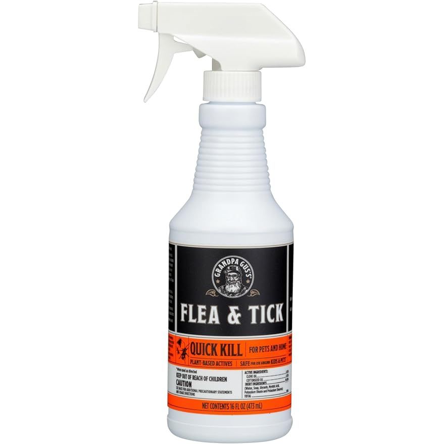 Grandpa Gus's Natural Flea & Tick Spray is a plant-based solution that is designed to quickly kill fleas, ticks, and mites on small animals, dogs, cats, and in the home. This ready-to-use spray comes in a 16 fl oz bottle and is formulated with natural ingredients that are safe for both pets and humans.