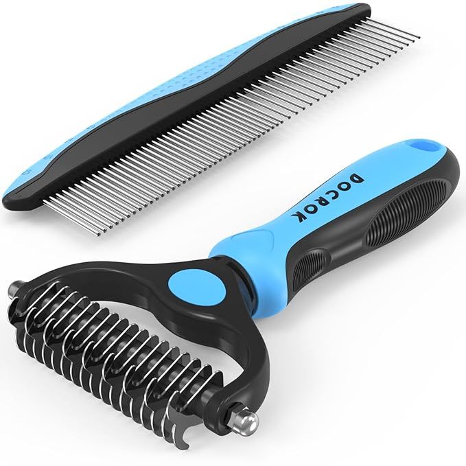 The Pet Grooming Brush and Metal Comb Combo is a versatile tool designed to help pet owners maintain the appearance and health of their furry friends. This combo includes a cat brush and dog brush for shedding, as well as an undercoat rake for dogs with thick fur.