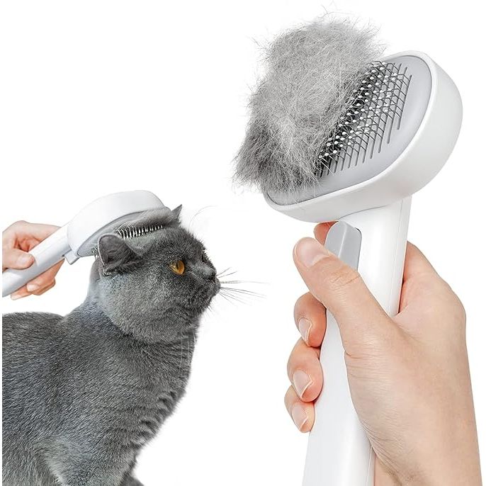 The Professional Cat Hair Brush is a must-have tool for pet owners, vets, and pet groomers. This cat brush is designed to gently and effectively remove loose hair, tangles, knots, dander, and trapped dirt from cats with long hair. It is suitable for all types of pets including dogs, cats, and rabbits, with varying hair lengths and textures.