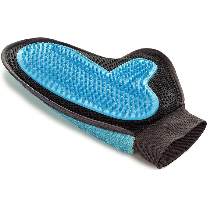 The 2-in-1 Pet Glove is a versatile grooming tool that serves a dual purpose as a furniture pet hair remover mitt. The glove is designed for both cat and dog grooming, making it suitable for households with multiple pets.