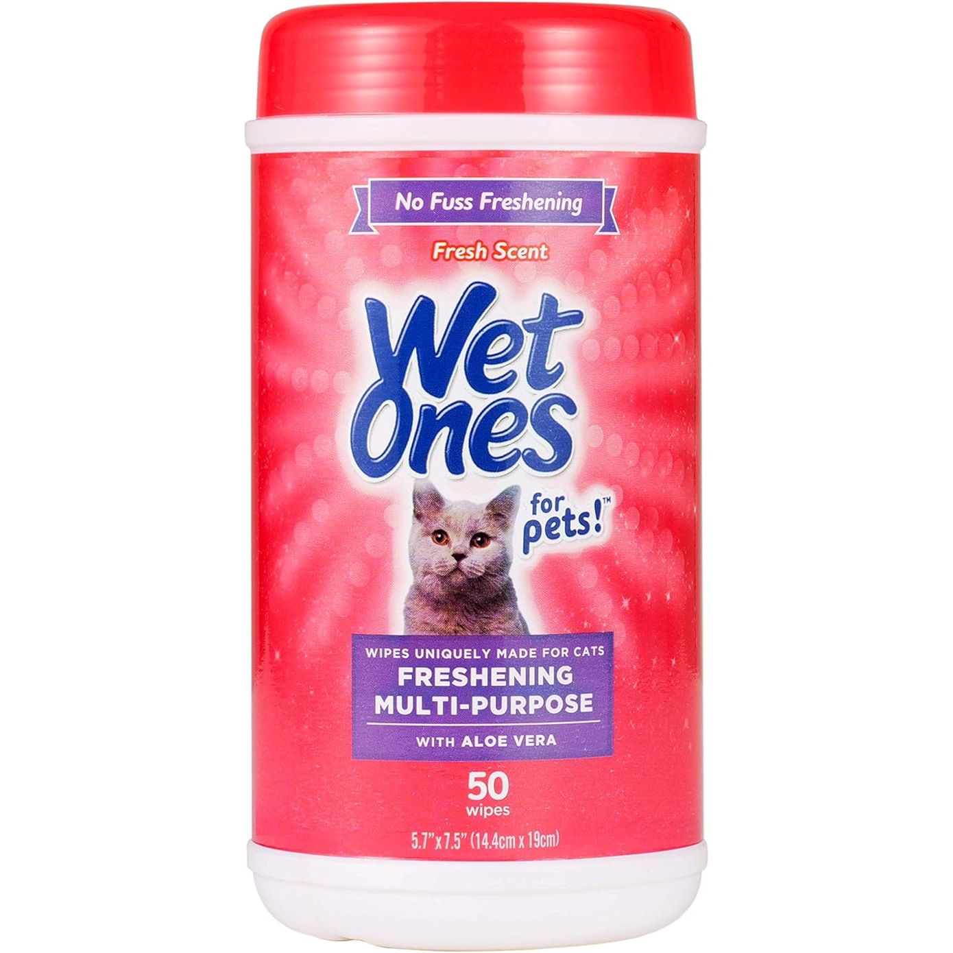 Wet Ones for Pets Freshening Multipurpose Wipes for Cats with Aloe Vera are a convenient and easy-to-use solution for keeping your cat clean and fresh. These grooming wipes are designed to help remove dirt, dander, and odor from your cat's fur, keeping them looking and feeling their best.