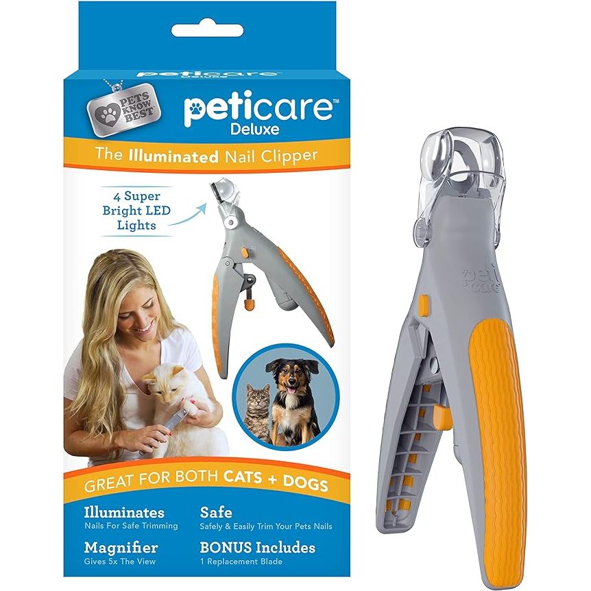 The Allstar Innovations PetiCare LED Light Pet Nail Clipper is a specially designed tool for trimming the nails and claws of cats and dogs. It features a built-in LED light to provide better visibility, making it easier to see and avoid cutting into the quick, which can cause pain and bleeding.