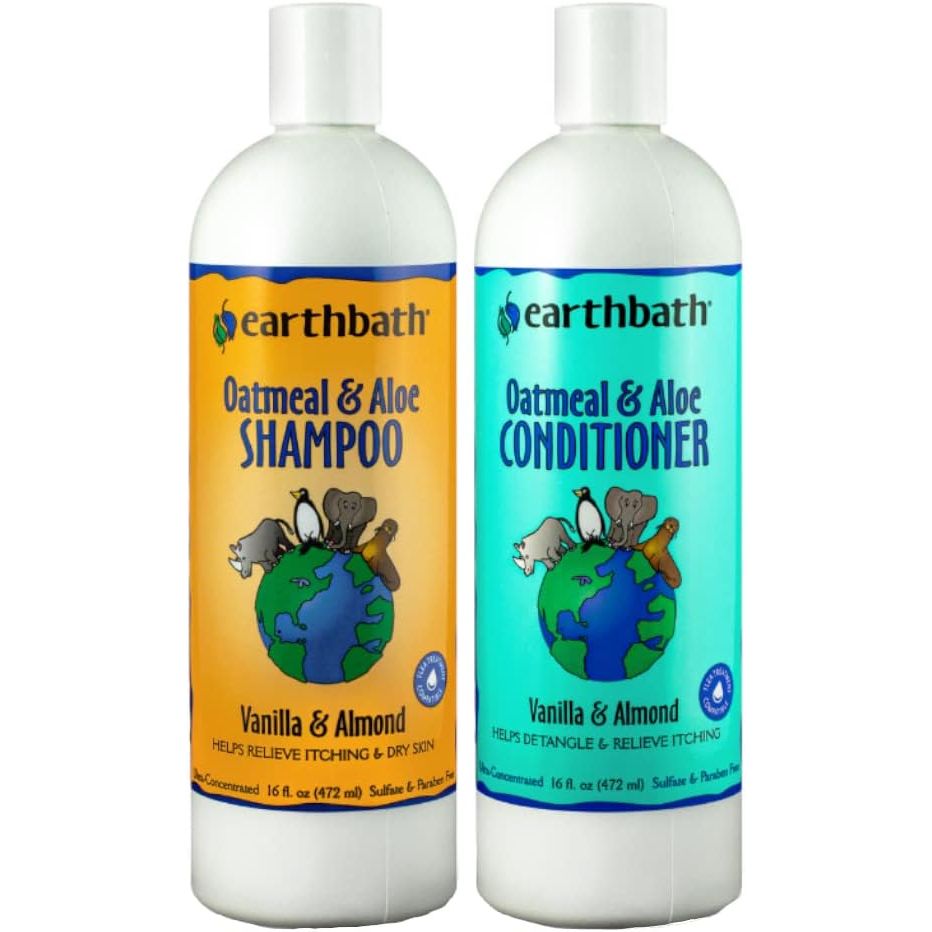 Earthbath Oatmeal & Aloe Shampoo & Conditioner Pet Grooming Set is a specially formulated product designed to provide relief for itchy and dry skin in pets. Made in the USA, this grooming set contains natural ingredients such as oatmeal and aloe vera to soothe and moisturize your pet's skin and coat.