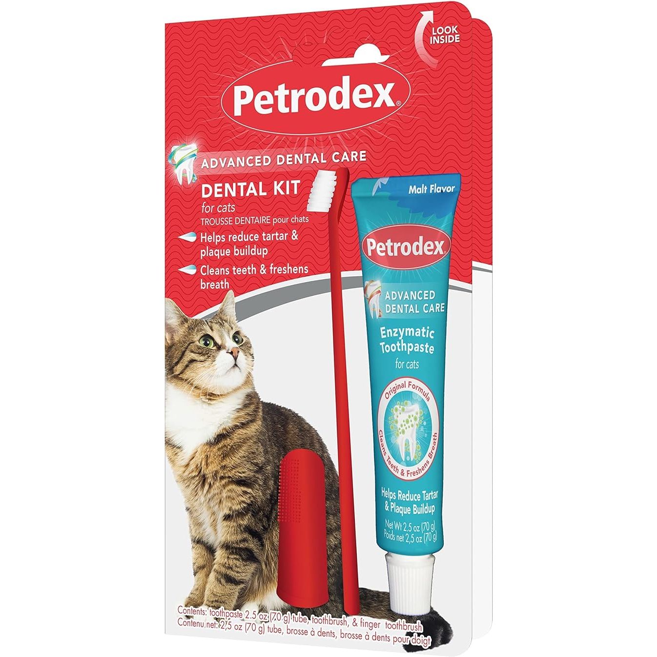 The Petrodex Dental Care Kit for Cats is designed to provide a comprehensive dental care solution for your feline friend. This kit includes a cat toothbrush and toothpaste to effectively clean your cat's teeth and fight against bad breath.