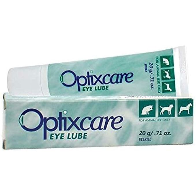 OptixCare Eye Lube is a sterile lubricating ointment specifically designed for dogs and cats to help provide relief from dry, irritated eyes. It is formulated to mimic the natural tear film in pets, helping to lubricate and protect their eyes from further irritation.