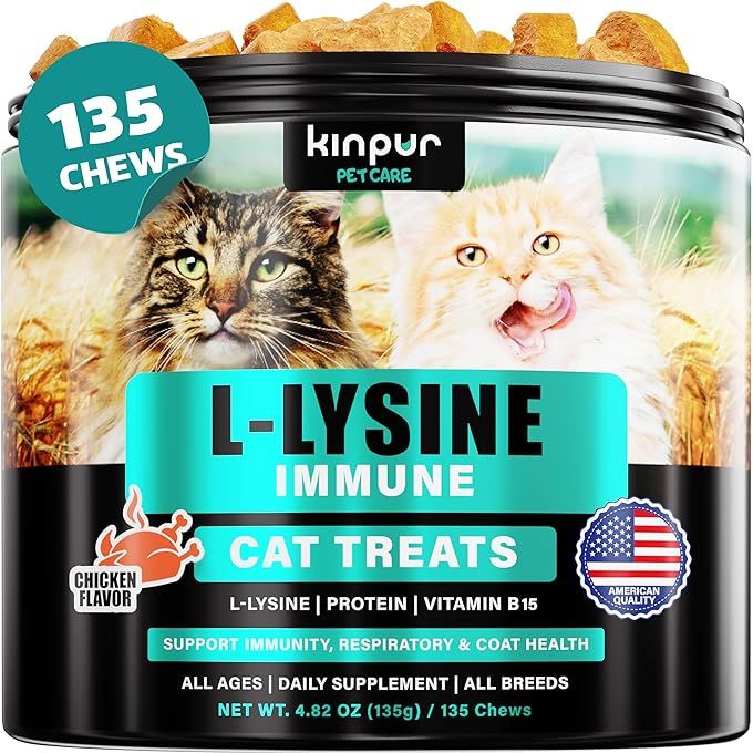 Give your furry friend a delicious treat that also supports their overall health with these tasty lysine supplement treats. Packed with essential nutrients like zinc, protein, vitamin B, and lysine, these chews promote a healthy immune system, enhance respiratory health, and assist with common feline issues like sneezing and runny noses.