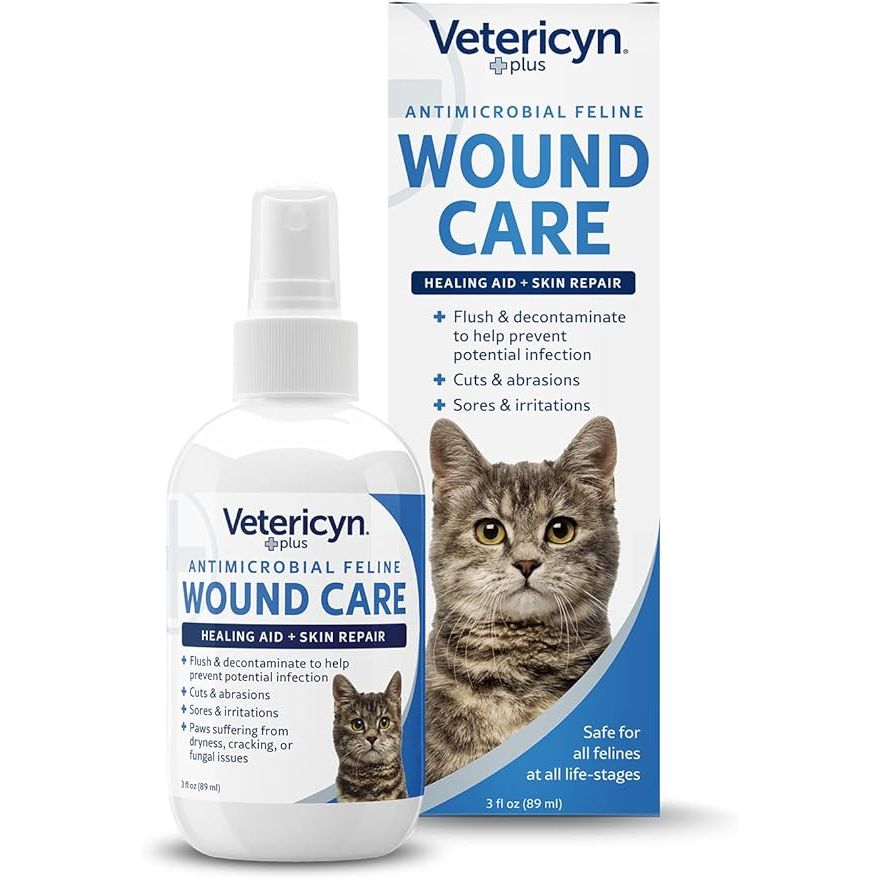 Vetericyn Plus Cat Wound Care Spray is a specially formulated solution designed to aid in the healing and repair of wounds, sores, and abrasions on cats. The spray contains advanced hypochlorous technology, which helps to clean and debride the affected area, promoting a faster healing process.